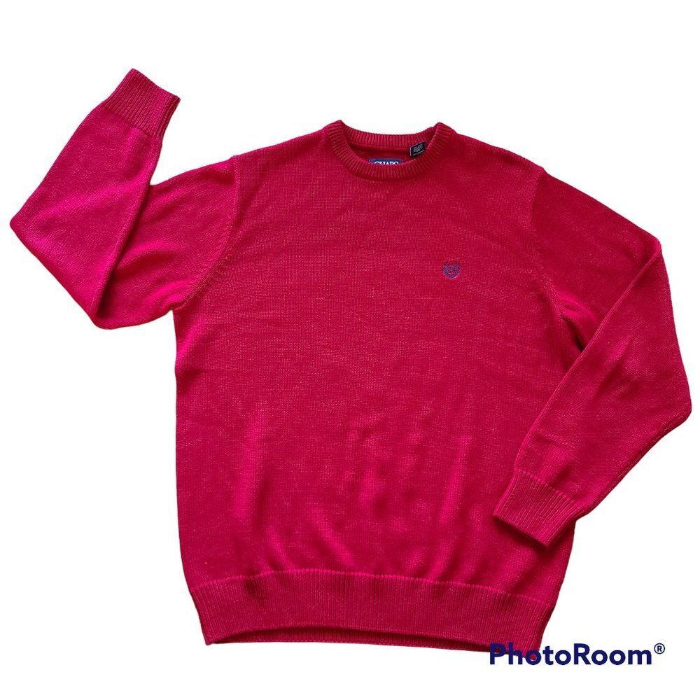 Chaps Men's Red Long Sleeves Crewneck Pullover Sweater Size Large Tall LT Logo
